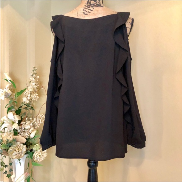 ~Chico’s~ Black cold shoulder long sleeve blouse - Picture 5 of 5